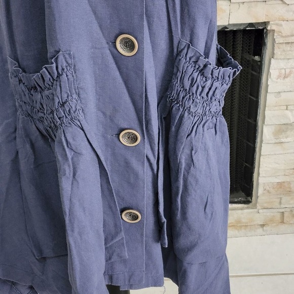 For Cynthia Navy Linen Blend Kimono Dress Size Large, XS NEW!!! - Picture 4 of 11